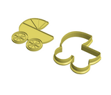 Baby carriage cookie cutter with stamp