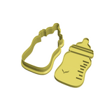 Baby bottle with heart cookie cutter with stamp