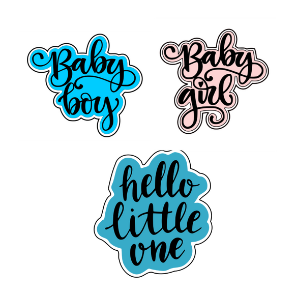 Baby lettering set cookie cutters with stamps  ( set of 3 )