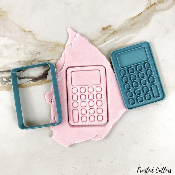 Calculator cookie cutter and stamp