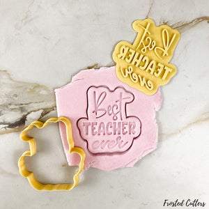 Best teacher ever calligraphy cookie cutter and stamp