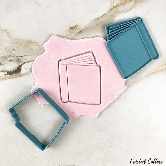 Book cookie cutter with stamp