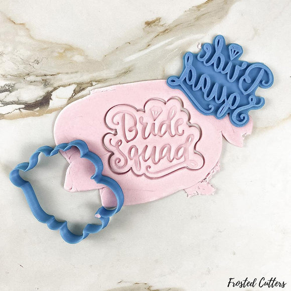 Bride squad calligraphy cookie cutter and stamp