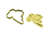 Stork cookie cutter with stamp