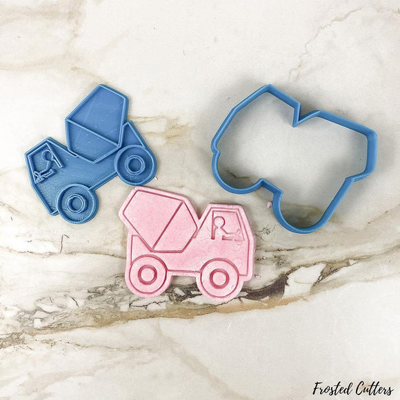 Cement mixer truck cookie cutter and stamp