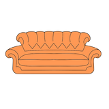Friends couch cookie cutter with stamp