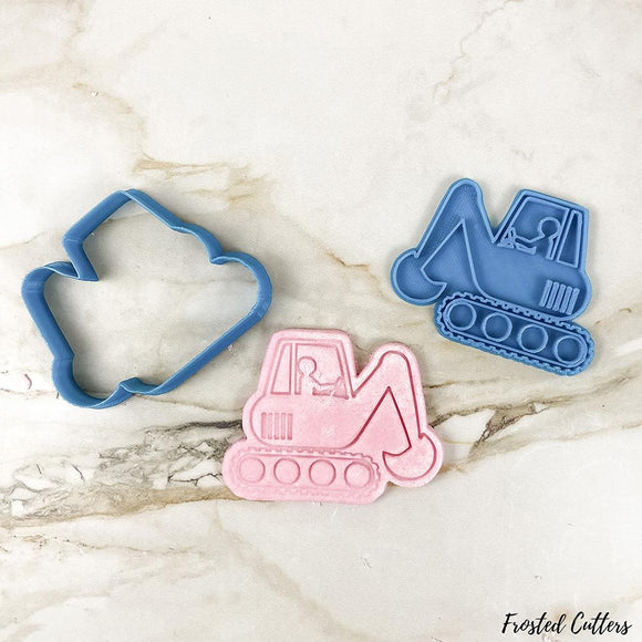 Excavator truck cookie cutter and stamp