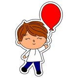 Little boy with  baloon cookie cutter and stamp