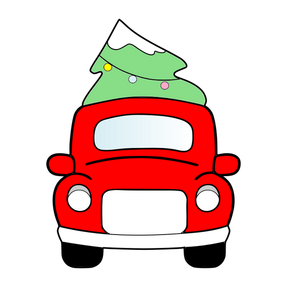 Truck carrying Christmas tree 2 cookie cutter and stamp