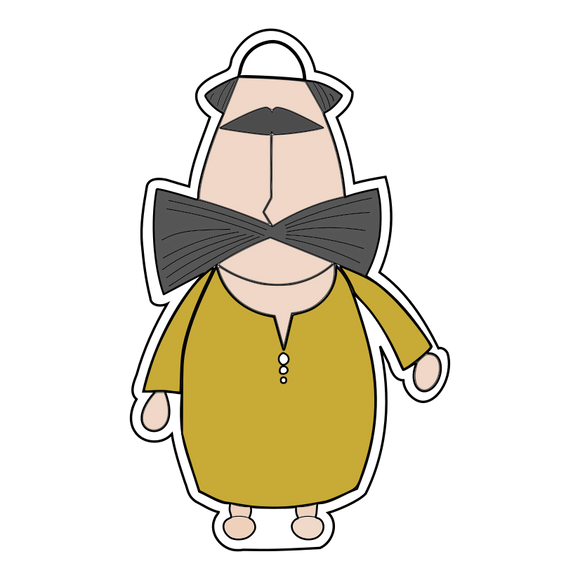 El Leila El Kebera Character Hummus seller ( بائع الحمص ) cookie cutter with stamp