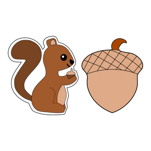 Squirrel set cookie cutter and stamp (set of 2)