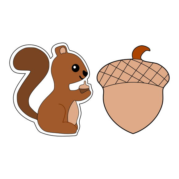 Squirrel set cookie cutter and stamp (set of 2)
