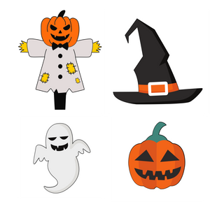 Halloween set4 cookie cutters with stamps  (set of 4)