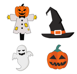 Halloween set4 cookie cutters with stamps  (set of 4)