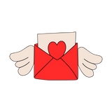 Flying valentine letter cookie cutter with stamp