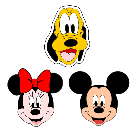 Mickey Mouse cookie cutters with stamps  ( set of 3 )