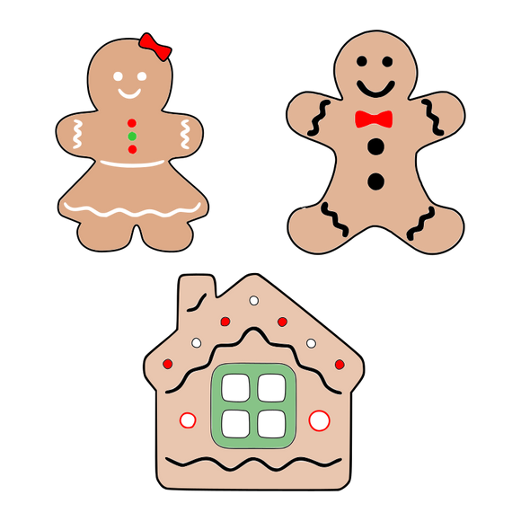 Gingerbread cookie cutters with stamps  ( set of 3 )