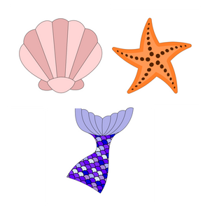 Sea elements set cookie cutters with stamps  ( set of 3 )