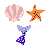 Sea elements set cookie cutters with stamps  ( set of 3 )