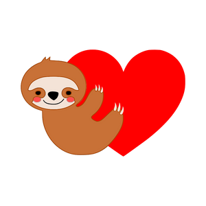 Sloth with heart cookie cutter with stamp