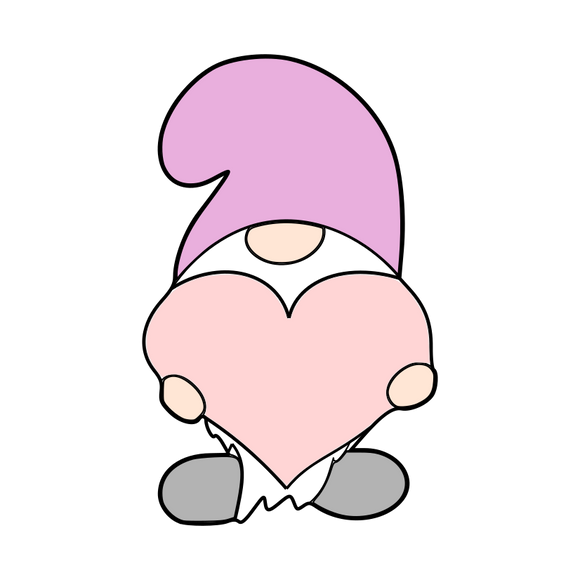 Valentine's Gnome with heart cookie cutter with stamp