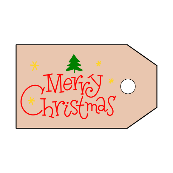 Merry christmas gift-tag cookie cutter and stamp