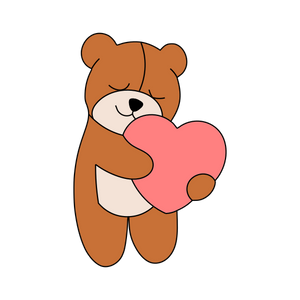Teddy bear holding heart cookie cutter with stamp