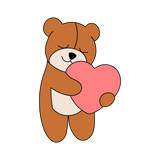 Teddy bear holding heart cookie cutter with stamp