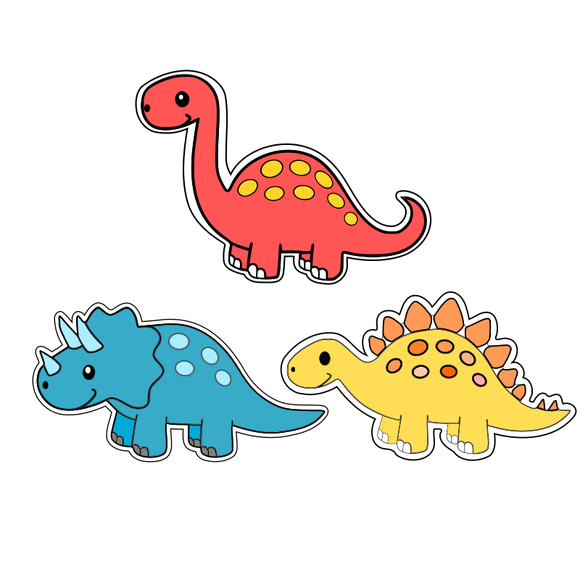 Dinosaurs set 1 cookie cutters with stamps  ( set of 3 )