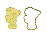 Teddy bear with hearts cookie cutter with stamp