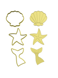 Sea elements set cookie cutters with stamps  ( set of 3 )