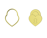 Heart lock cookie cutter with stamp