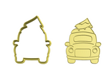 Truck carrying Christmas tree 2 cookie cutter and stamp