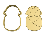 Swaddled baby boy cookie cutter and stamp