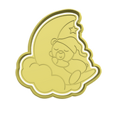 Sleeping teddy with cresent cookie cutter with stamp