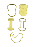 Gym Bodybuliding cookie cutter and stamp set ( set of 3 )