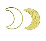 Decorated Cresent moon cookie cutter with stamp