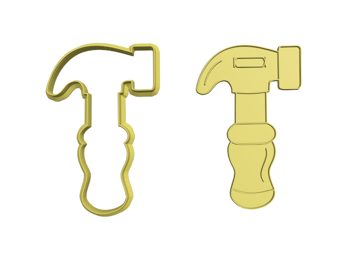 Hammer cookie cutter with stamp Frosted Cutters