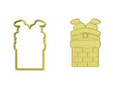 Santa stuck in chemney cookie cutter and stamp
