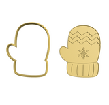 Christmas mittens winter gloves cookie cutter and stamp