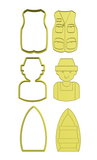 Fisherman set cookie cutters with stamps  ( set of 3 )