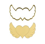 Flying heart with wings cookie cutter with stamp