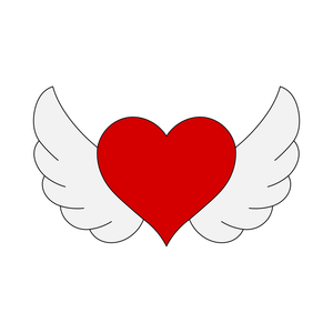 Flying heart with wings cookie cutter with stamp