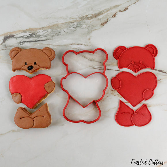 Teddy Bear with Heart Puzzle Platter multi-cutter and stamps