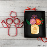 Mother's Day Mason Jar vase with flowers platter set (set of 6 cutters)