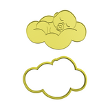 Sleeping baby on cloud cookie cutter and stamp