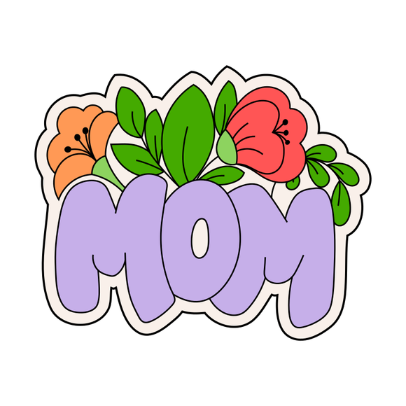 Bubbly floral MOM lettering cookie cutter and stamp