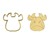 Cow face cookie cutter with stamp