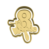 Number 8 (eight) with writing cookie cutter and stamp