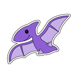 Purple flying dinosaur (Petrodactyl) cookie cutter with stamp